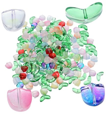 Holibanna 120pcs Tulip Beads Diy Craft Beads for Necklace Bracelet Earrings Multi Tulip Charms