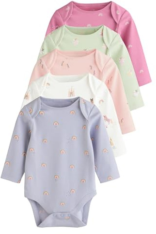 NEXT Bébé fille Body bébé à manches longues pastel 100% coton, lot de 7/lot de 5 Multi-couleurs 3 Mois-6 Mois