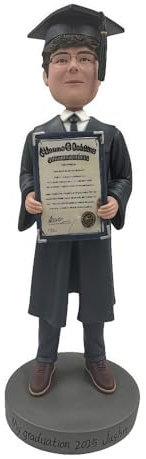 Figura personalizada de Bobblehead para graduado, figura alegre personalizada para estudiantes, hecha a partir de tu foto, vestido negro con diploma, regalo de arcilla hecho a mano para graduación