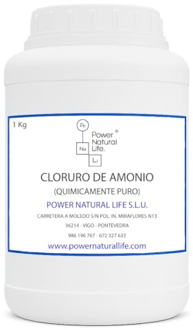 Cloruro de Amonio en Polvo | Power Natural Life | Bote 1 kg | Uso Técnico e Industrial | Sal de Amonio | Materia Prima Química