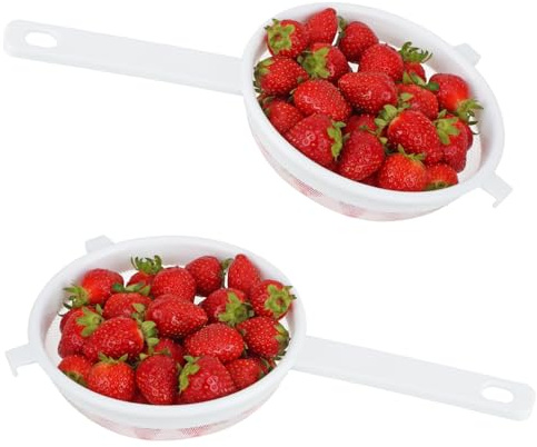 COM-FOUR® 2x passoire avec poignée - passoire pour égoutter les pâtes - passoire pour laver les fruits, les légumes et la salade - passoire ronde (2 pièces - blanche neige)