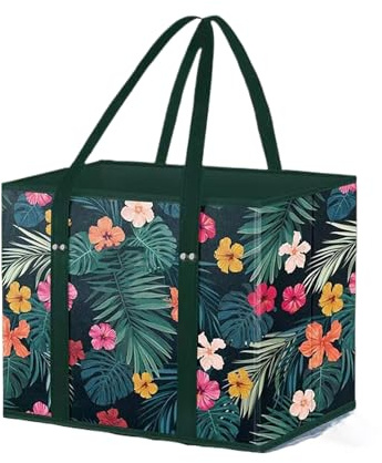 Foldable Shopping Bag Large Capacity 33L - Waterproof Reusable Grocery Tote with Reinforced Handles - Multipurpose Carry All for Supermarket, Travel, Gym (33x25x27cm, 8 Colours) (Type B)