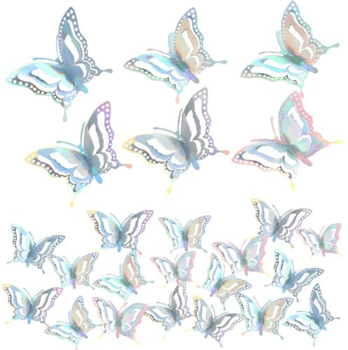 LONZIKP 24 Stück 3D-Schmetterling-Metall-Stanzformen, Frühlingsblumen-Schmetterlingsrahmen, Schablonen, DIY,dekoratives Prägen, Scrapbooking, Kartenherstellung