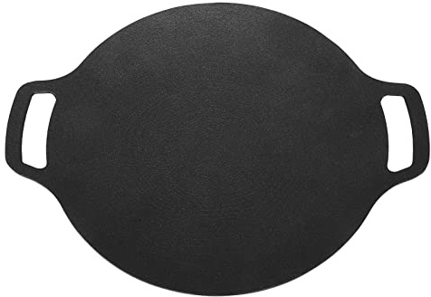 QWUUYEC Piastra a Gas Griglia in Ghisa 36 cm, Padella BBQ Coreana con Rivestimento Antiaderente 6 Strati - Cottura Uniforme e Veloce, Manici Doppio per Indoor e Outdoor (36 cm)