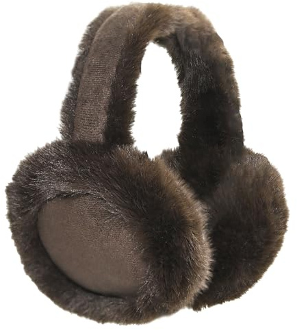 SEDEX Ear Muffs Women, Earmuffs Winter Folding Earwarmer Soft Furry Ear Warmers for Girl Thermal Ear Cover Skiing Accessories for Cold Weather (Coffee Color)
