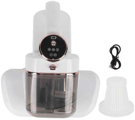 Aspiradora de cama de mano, potente succión de 10000Pa, limpieza profunda de 253,7 nm, limpiador de colchones, cubo de basura de 400ml para almohadas, sábanas, sofás, juguetes de
