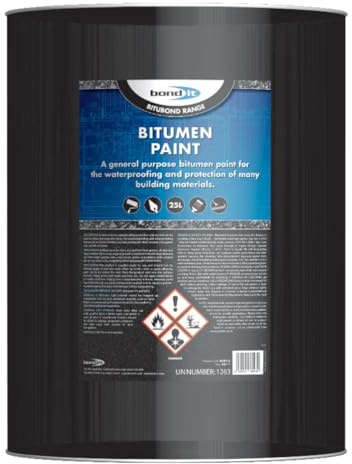 Bond It Bitumen Paint – Black, 25L | General Purpose Waterproof Bituminous Paint | Coating for Metal – Concrete – Wood & Roofing | Weatherproof & Anti-Corrosive Sealant for Outdoor Surfaces