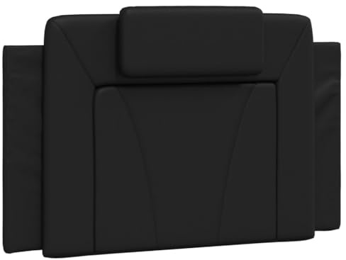 HFXHIJXQ Kopfteil Viana Schwarz 80 cm Kunstleder gepolstertes Wandkissen Bettkopfteil Bezug mit Klett LED Befestigung Gurte für Schlafzimmer und Gästezimmer