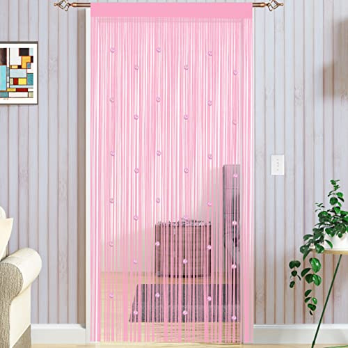 Taiyuhomes Cortina Puerta Exterior Cortinas Tiras para Puertas Exteriores Terraza Cortinas Antimoscas Salon Dormitorio (90x200cm(35x79''), Rosa)