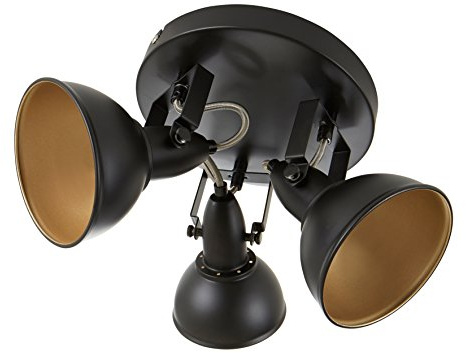 BRILONER - Deckenlampe, Deckenleuchte, Rondell 3 Dreh-und Schwenkbaren Spots Im Retro/Vintage Design, D: 21 cm Metall E14, Schwarz-gold 21 x 15.6 cm