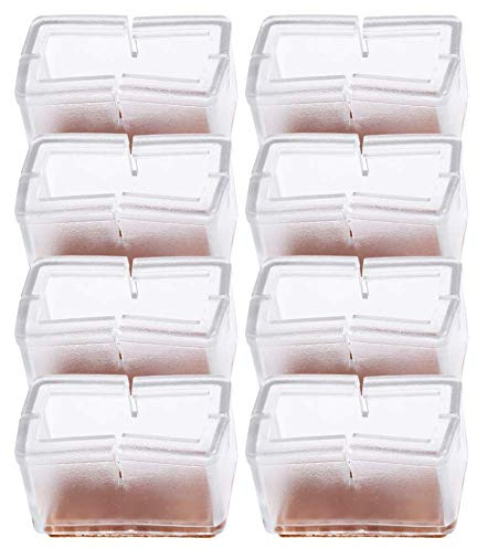 8pcs Stuhlbein Kappen Silikon Rechteck Möbel Tabellen Füße bedeckt Bein Schutz mit Gummisohle(Transparent)