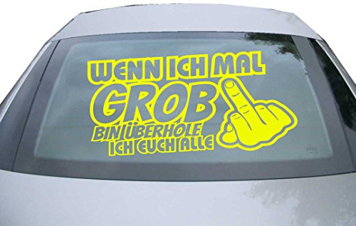 Indigos UG Auto Aufkleber Wenn ich groß bin überhole ich Euch alle neongelb - 600x299 mm - selbstklebender Sticker für Auto, Fenster, Bus oder LKW - Tuning