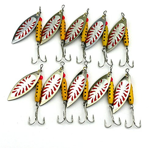 LENPABY Juego de 10 cucharas de pesca / kit giratorio de trucha/7 cm Spinnerbaits9.9G