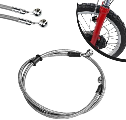 160cm Motorrad Bremsschlauch,Motorrad Stahlflex Bremsleitung-Silber | Hydraulische Bremsleitung Vorne und Hinten für Pit Bike Dirt Bike Enduro Motocross ATV Quad