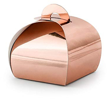 Publilancio srl 50X Scatolina carta portaconfetti ROSA ANTICO metallizzato BOMBONIERA