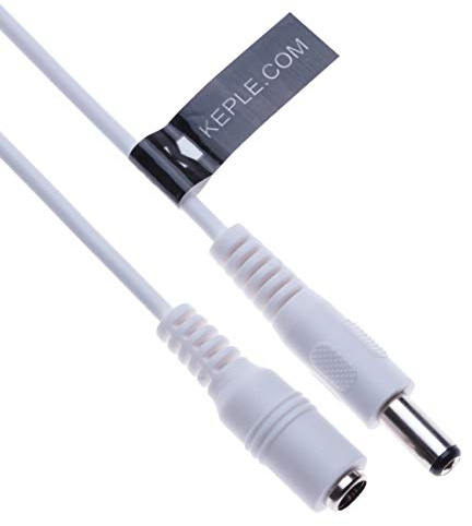 DC-Verlängerungskabel mit 2,1 mm / 5,5 mm Stecker auf Buchse 5m Anschluss CCTV-Netzkabeladapter Kompatibel mit CCTV Security Camera, IP Camera, DVR Standalone, LED Strip, Monitors (Weiß)