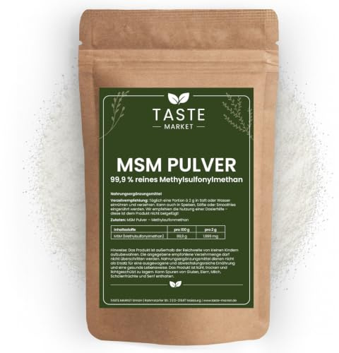 1 kg MSM PULVER 99,9% rein – GRÖSSENAUSWAHL – Ohne Zusätze – Organischer Schwefel (Methylsulfonylmethan)