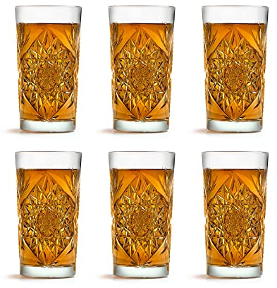 Libbey Hobstar Cooler Verre long drink - 470 ml / 47 cl - 6 pièces - style vintage – adapté au lave-vaisselle - haute qualité