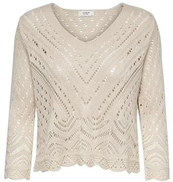 JdY Damen Jdynew Sun 3/4 Cropped KNT Noos Strickpullover, Tapioca, L EU