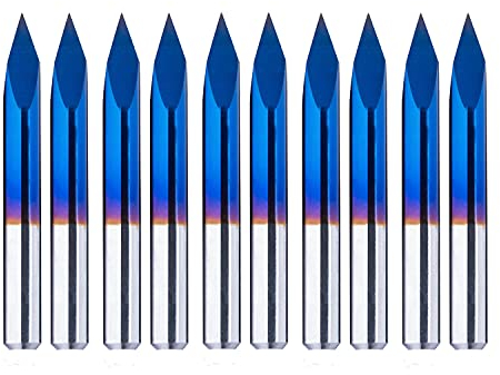 10 pezzi Triangolare CNC Router Bit V-Bit, 30 Gradi 0,1 mm Punte per incisione, 3.175mm Shank per legno acrilico MDF Alluminio Lettering Sign Making