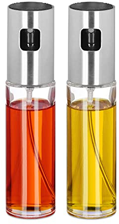 Relaxdays Öl und Essig Sprüher 2er Set de Pulverizadores de Aceite y Vinagre, 2 Botellas de Espray, 100 ml, Vidrio, Cocinar, Aliñar, Transparente