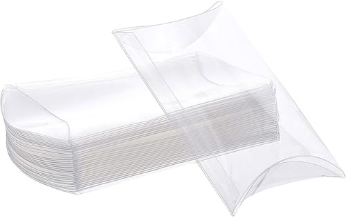 BENECREAT 30 Stück Clear Plastic Kissen, 14x9x3cm Pvc Kissen Geschenkbox | Kissen Box, Treat Geschenkbox Für Weihnachten Hochzeit party Geburtstagsfeier Feierliche Anlässe Geschenkverpackung