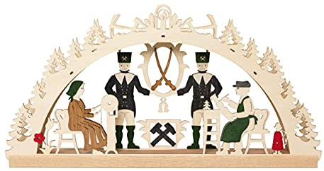 Drechslerei Kuhnert - Hobaku Bastelset - Schwibbogen/Lichterkranz - Motiv: Erzgebirge - Dekoration aus Holz zum Zusammenbauen - Maße: ca. 40 x 20 x 5 cm - Made in Germany