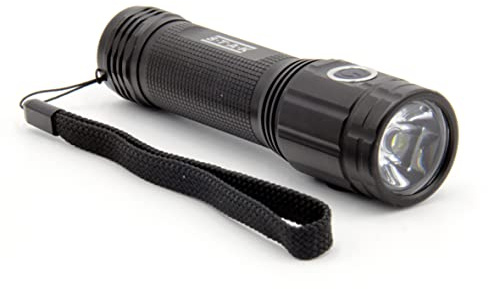 Stak Strum - Torcia led 2000 Lumen con Base di Ricarica a Induzione, Funzione Anti Black‑Out, 4 modalità + Strobe, Corpo Alluminio IPX7 – Torcia Tattica da Emergenza
