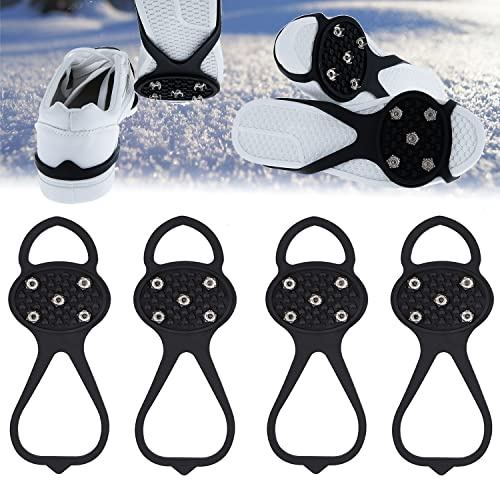 2 Pair Non-Slip Ice Snow Spikes for Walking,Universal Snow Traction Cleats for Shoes,Boot,Durable 5 Steel Ice Shoes Grips-XL Size