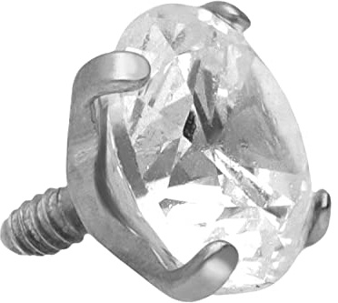 PIERCINGLINE Titan Schraubaufsatz mit Außengewinde 0,9 mm EINGEFASSTER KRISTALL Piercing Aufsatz Ersatz Farb & Größenauswahl