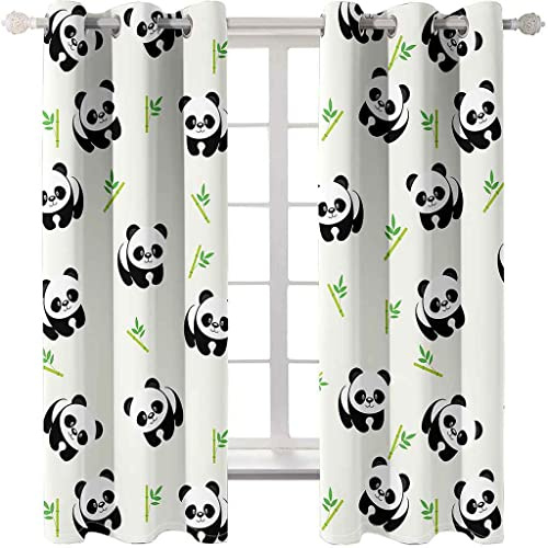 PVMLVM Rideaux Occultants Chambre 3D Imprimé Panda Animal Rideau À Oeillets, Salon Et Enfant Décoration De Fenêtre 170x200cm 2 Panneaux Isolant Thermique Phonique Rideaux, L x H: 170cm 200cm