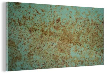 MuchoWow Glasbild Glasfoto Wandbild Bilder Deko 80x40 cm Grün - Rost - Stahl