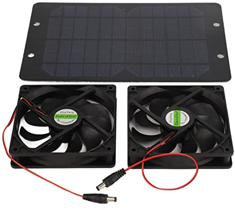 Marhynchus Solarpanel-Lüfter-Kit, Solarpanel-betriebener Doppellüfter für Gewächshaus-Hühnerhaus-RV-Auto 10W 12V 2A
