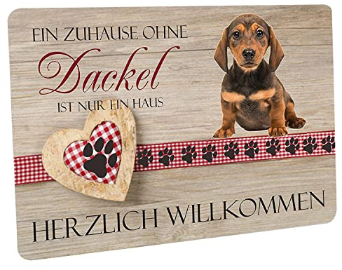 Crealuxe Herzlich willkommen - Dackel - Fussmatte Bedruckt Türmatte Innenmatte Schmutzmatte lustige Motivfussmatte