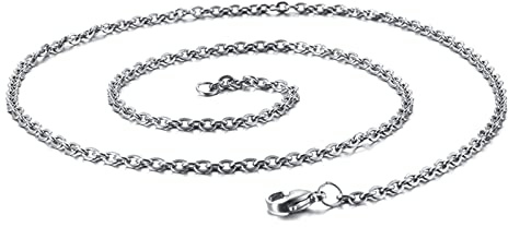 KnSam Edelstahl Erbskette 70 cm, Ketten Herren Schmuck Silber Edelstahlketten Breit 3MM Hip Hop Freundschaftskette