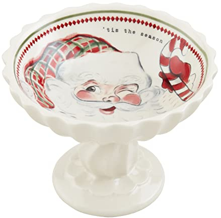 Mud Pie Vintage Christmas Candy Dish, 4 1/2 x 5 1/2 dia, Santa