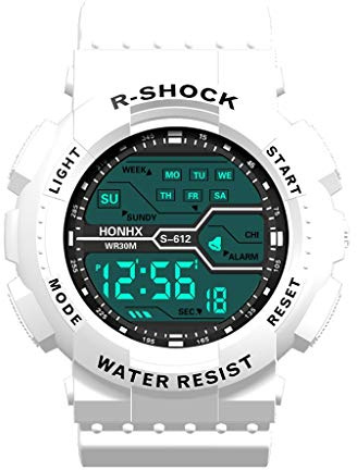 Routefuture Montre Sport Homme Digitale avec Grand Cadran Analogique et LED Numérique, Digital Montre Bracelet Garçon, Chronographe, Bracelet en Résine Cadeau Anniversaire, Blanc
