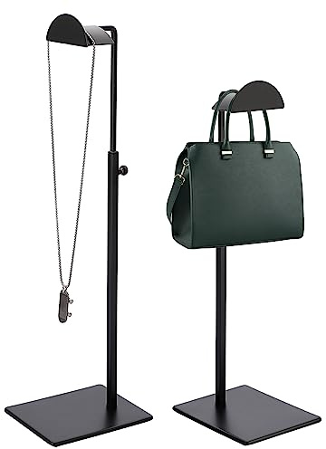 OLegei 2pcs Espositore per borsa in metallo regolabile altezza 34-59CM supporto per borsa espositore per collana per negozio, casa (tipo 1, nero)