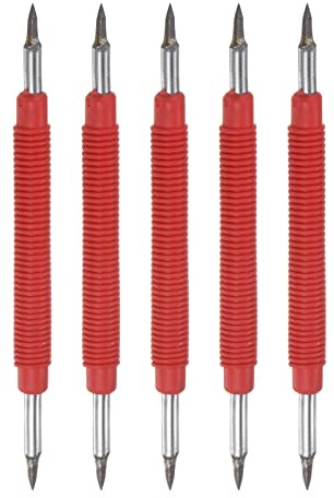 sourcing map 5Stk Doppel Kopf Wolfram Karbid Spitze Reißnadel Legierung Radierung Gravur Stift Kupferstecher Ritz Geräte für Metall Glas Holz Marmor Rot