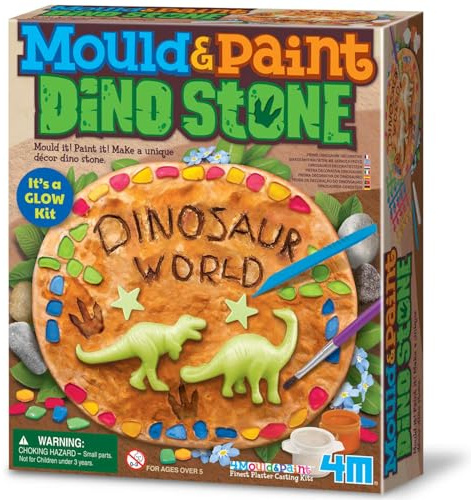 4M Mould & Paint Dino Stone Kit, Colour & Glow in the Dark Accessories