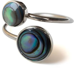 Fly Style Ring Silber 925 Damen, offener Ring größenverstellbar, 925 Silber Ring mit Stein oder Muschel