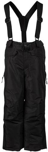 Trespass Northaway Skisalopettes für Kinder, gepolstert, mit abnehmbaren Hosenträgern und Taschen, Schwarz , 7-8