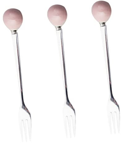 BESTonZON 6pcs Mini Dessert Forks Ceramic Handles Ice Forks for Cake Elegant Stainless Steel Cutlery for Dessert Tableware