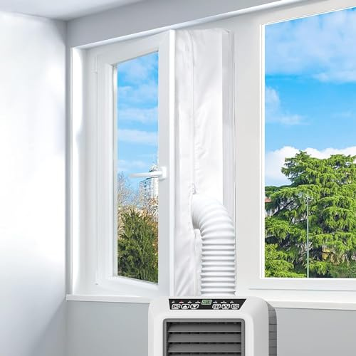 LYUNIT AC Window Seal Portable Universal Window Seal Kit 560cm/220Inch | for Mobile Air Conditioner Unit & Tumble Dryer, Hot Air Stop Air Exchange Guards, Easy to Install-With Zip