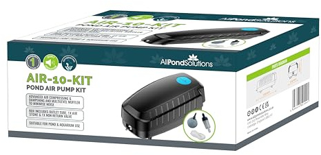 AllPondSolutions Outdoor Koi Fish Pond Air Pump Kit Air Stones Included, Air Hose, Return Valve