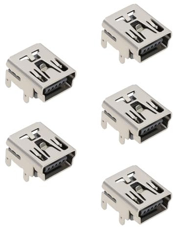 YINETTECH 5pcs Microphone Charging Port Mini USB 5 Pin 4 Leg Dock Connector Replacement Charging Port Block Plug Compatible with Blue Yeti Classic Mic