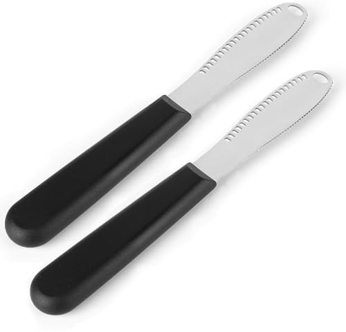 Hagmoo Butter and Cheese Spreader Knife, Stainless Steel Butter Knife with Unique Design for Soft Cheeses (Black 2PCS), YF114