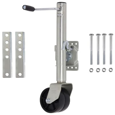QICBYING Anhängerstützen Abstellstützen - Stützfuß Anhänger Abstellstützen, Hochleistungs-Anhängerstützrad, Schwenkbares Anhängerrad, Mit 15cm Doppelrädern, 680kg Anhänger, Für Boot, Wohnmobil, Yacht