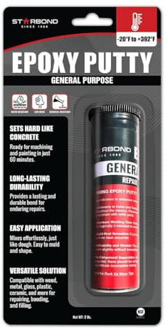 Starbond Epoxy Putty Stick - Black | High Temperature Epoxy Putty Waterproof for Wood Metal Plastic | Quick Set Moldable Putty for General Plumbing Automotive Home Repair Crack Filling | 56.7g (2oz)