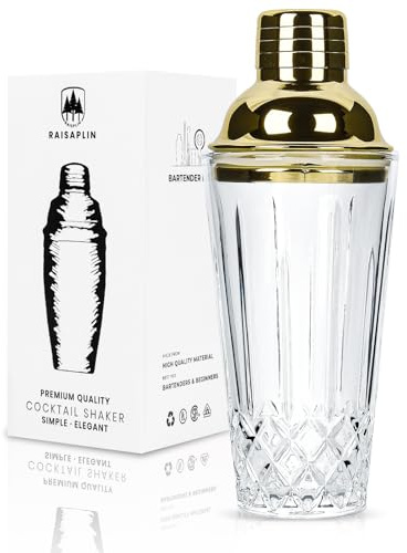 Raisaplin - Coctelera de cristal, 400 ml, mezcladora de bebidas, coctelera de martini, colador integrado, accesorios para margarita, accesorios de camarero, herramientas para whisky, café, sazerac,